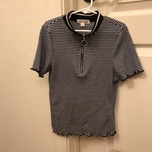 Navy and white crop top